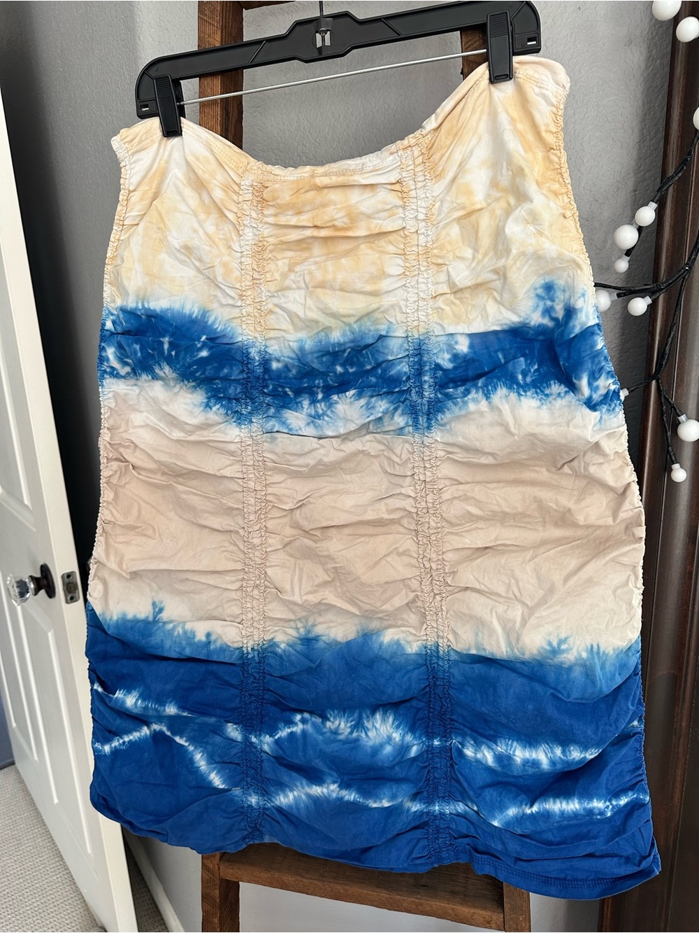 Wearables NWT Tie-Dye Blue and Cream Midi Skirt with Drawstring Waist size large - Picture 5 of 10